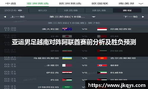 亚运男足越南对阵阿联酋赛前分析及胜负预测